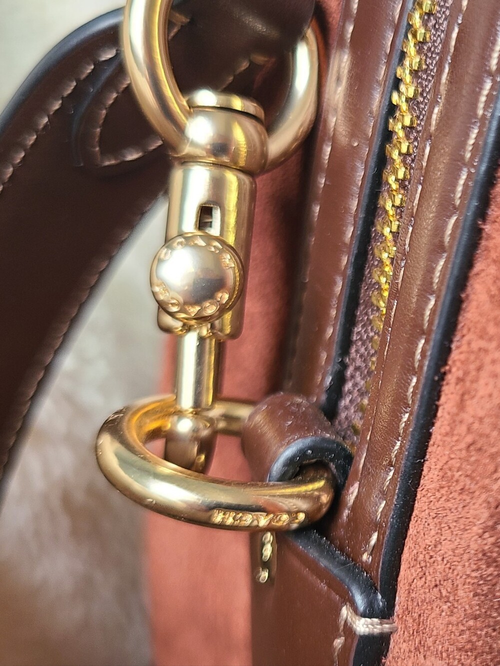 Coach Rowan Large Vintage Brown Suede Satchel - Picture 10 of 17
